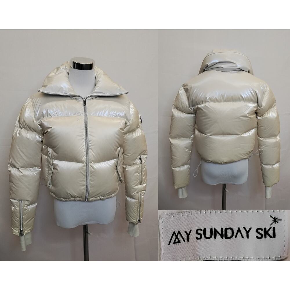 My Sunday Ski Down Jacket Women's Small Champagne Holographic #W4648